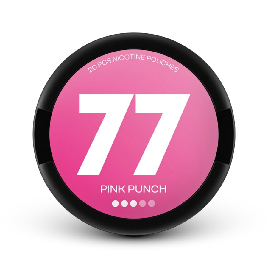 77 Nikotīna spilventiņi Pink Punch, 20 gab., vidēja stiprums, rozā-melna iepakojuma kārba