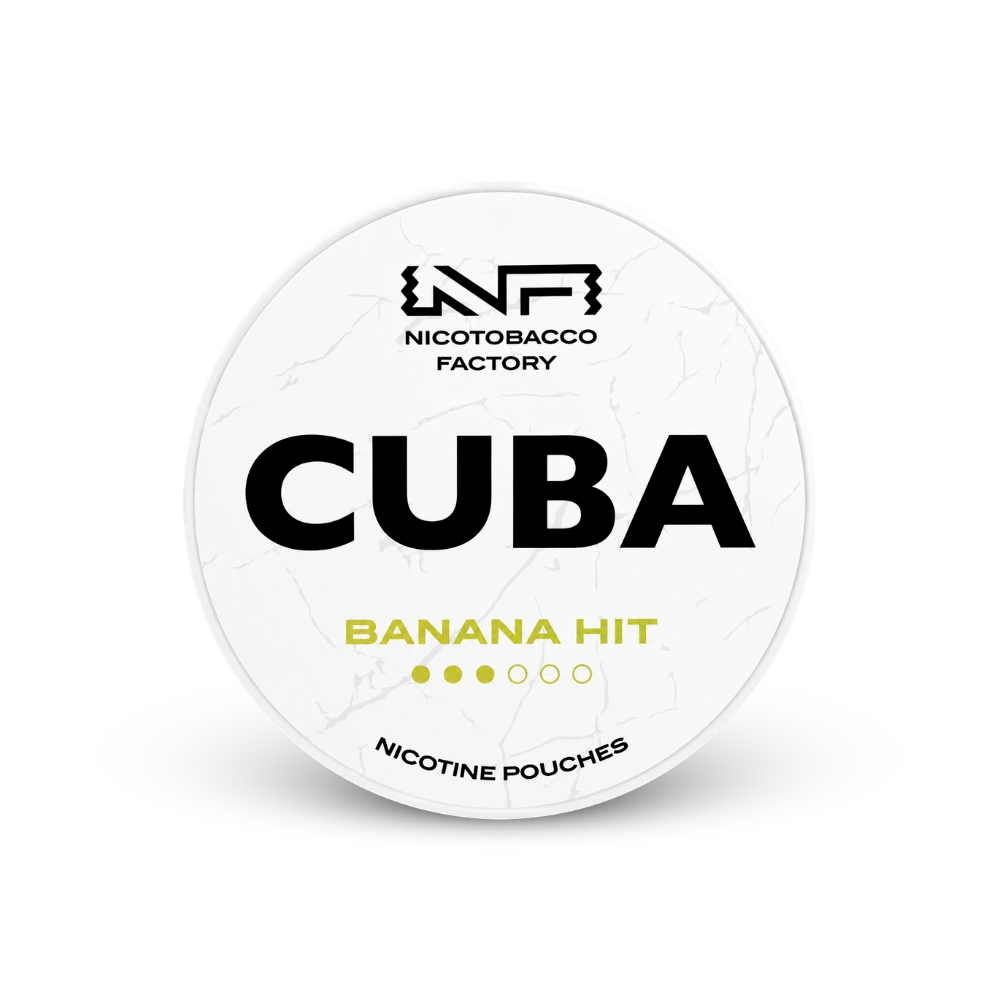 CUBA White Banana Hit – nikotīna maisiņu kārbā