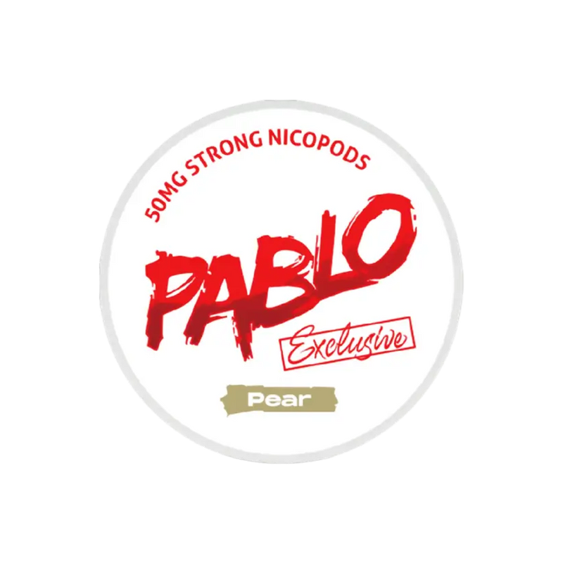 PABLO Exclusive Pear Strong – nikotīna maisiņu kārbā