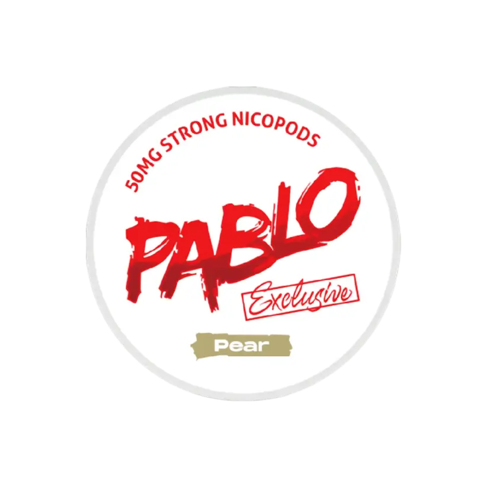 PABLO Exclusive Pear Strong – nikotīna maisiņu kārbā