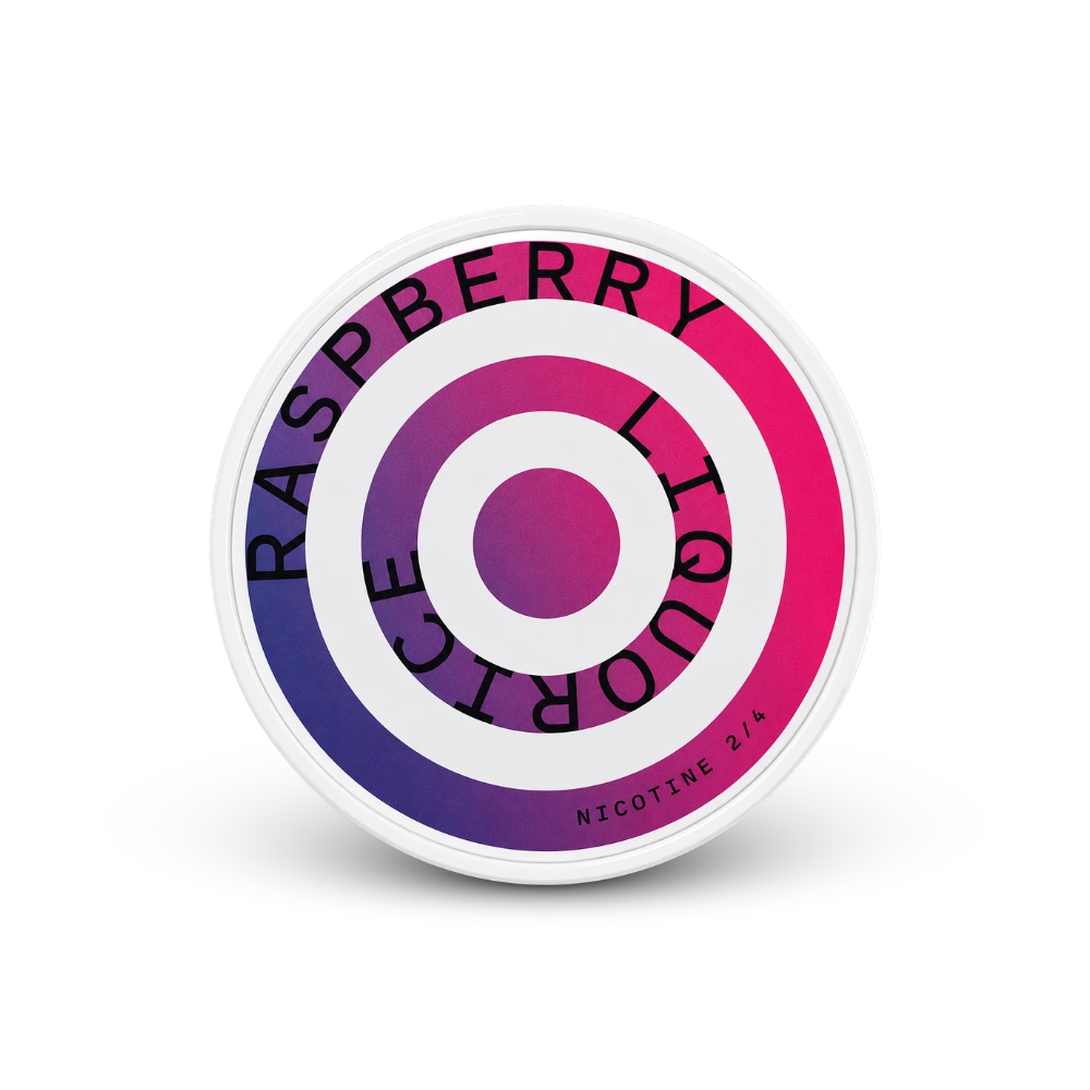 HELWIT Raspberry Liquorice Slim – nicotīna maisiņu kārbica