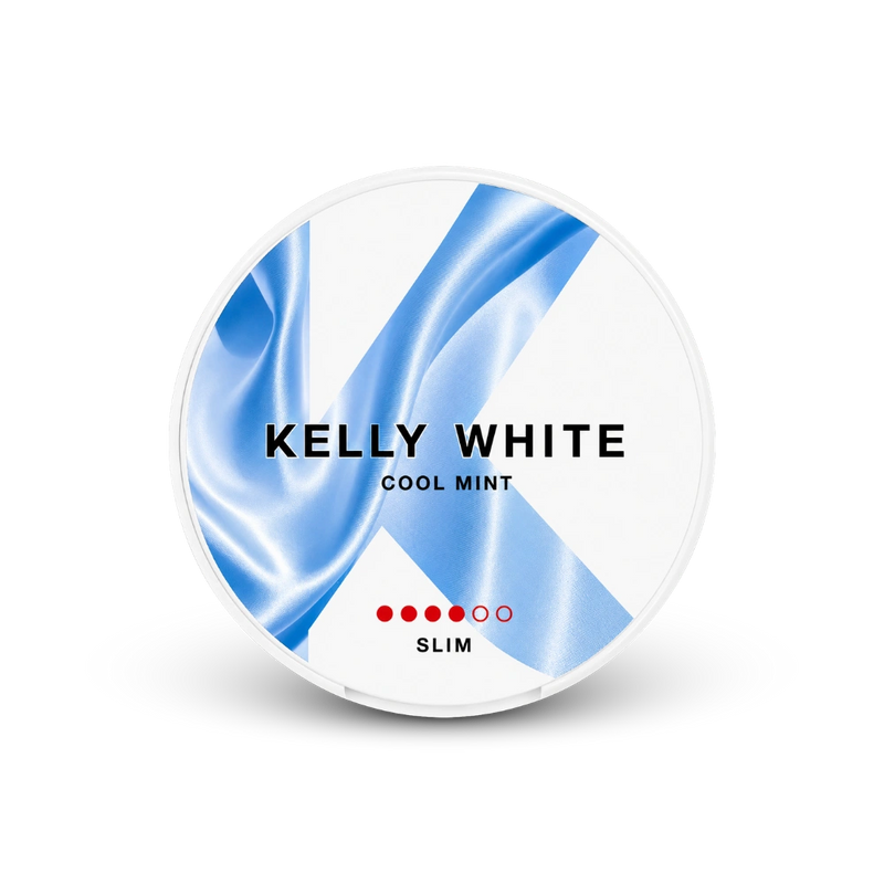 Kelly White Cool Mint Slim Strong – nikotīna maisiņu kārbica
