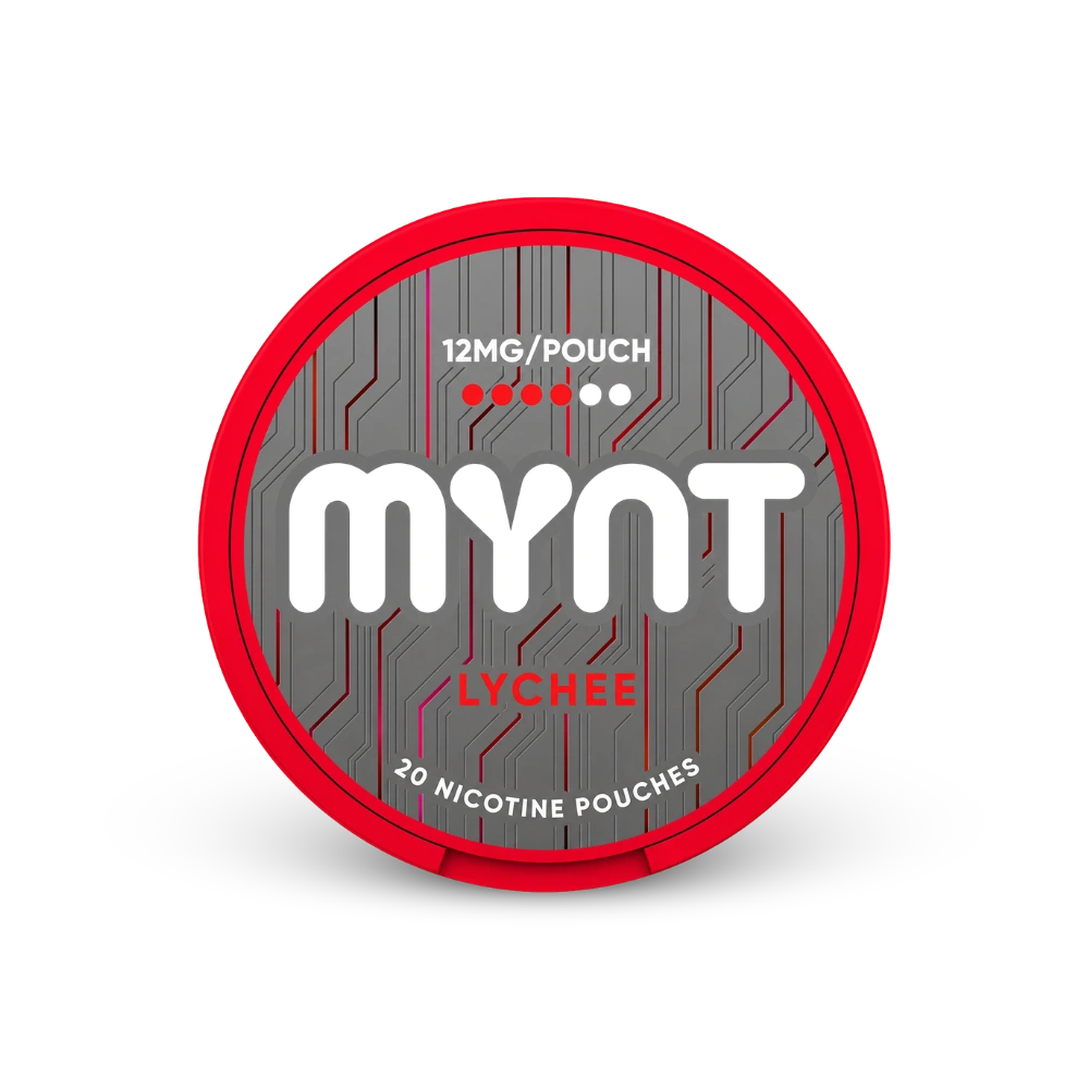 MYNT Lychee Medium – nikoīna maisiņu skārda