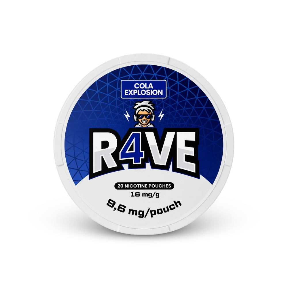 RAVE Cola Explosion 16mg – nikotīna maisiņu bundža
