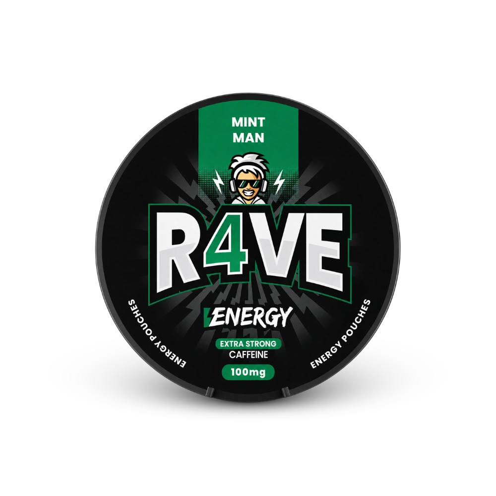 RAVE Energy Mint Man 100mg – nikotīna maisiņu bundža