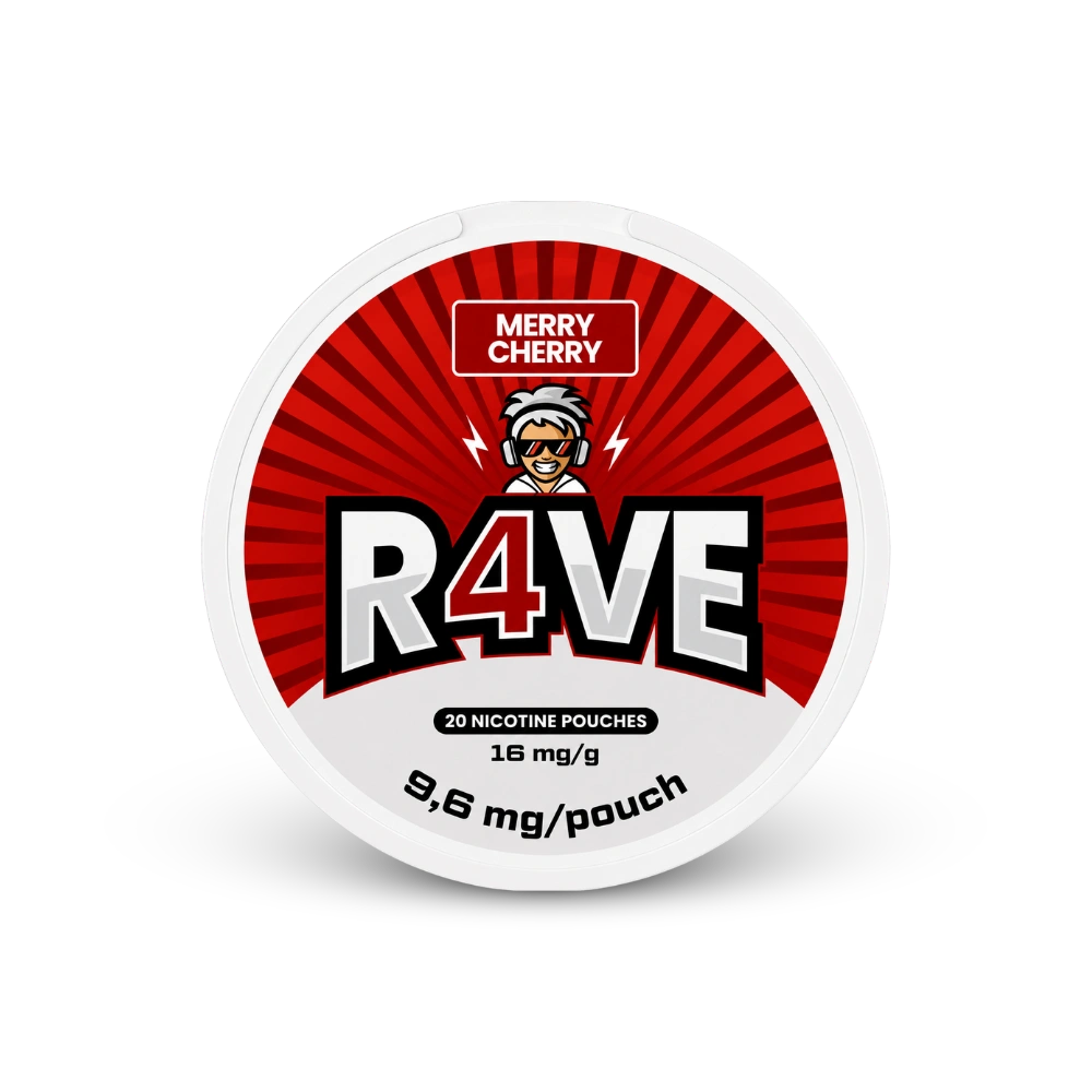 RAVE Merry Cherry 16mg – nikotīna maisiņu bundža