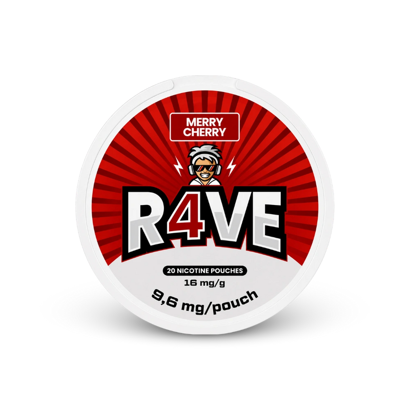 RAVE Merry Cherry 16mg – nikotīna maisiņu bundža