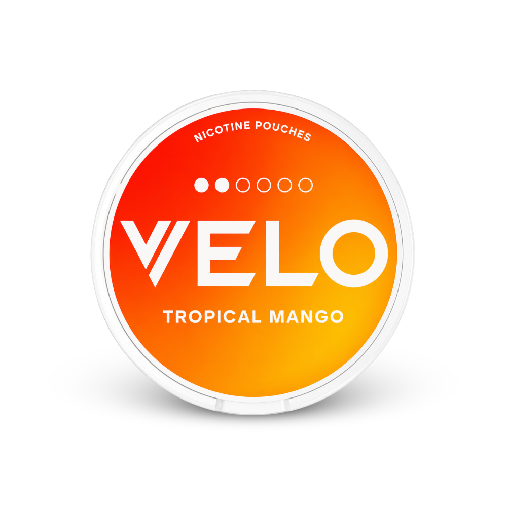VELO Tropical Mango Slim – nikotīna maisiņu burka