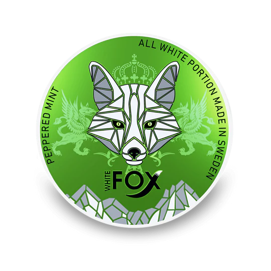 White Fox Peppered Mint All White Portion, Pfeffeminz-Aroma, Starke Nikotinstärke, aus Schweden