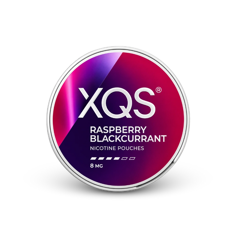 XQS Raspberry Blackcurrant Slim Strong – nikotīna maisiņu skardene