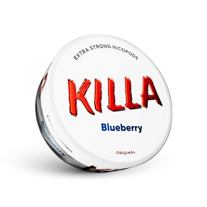 Killa Blueberry Extra Strong Nicotine Pouches, Zilo garšas, Original formāts, 16mg nikotīna saturs