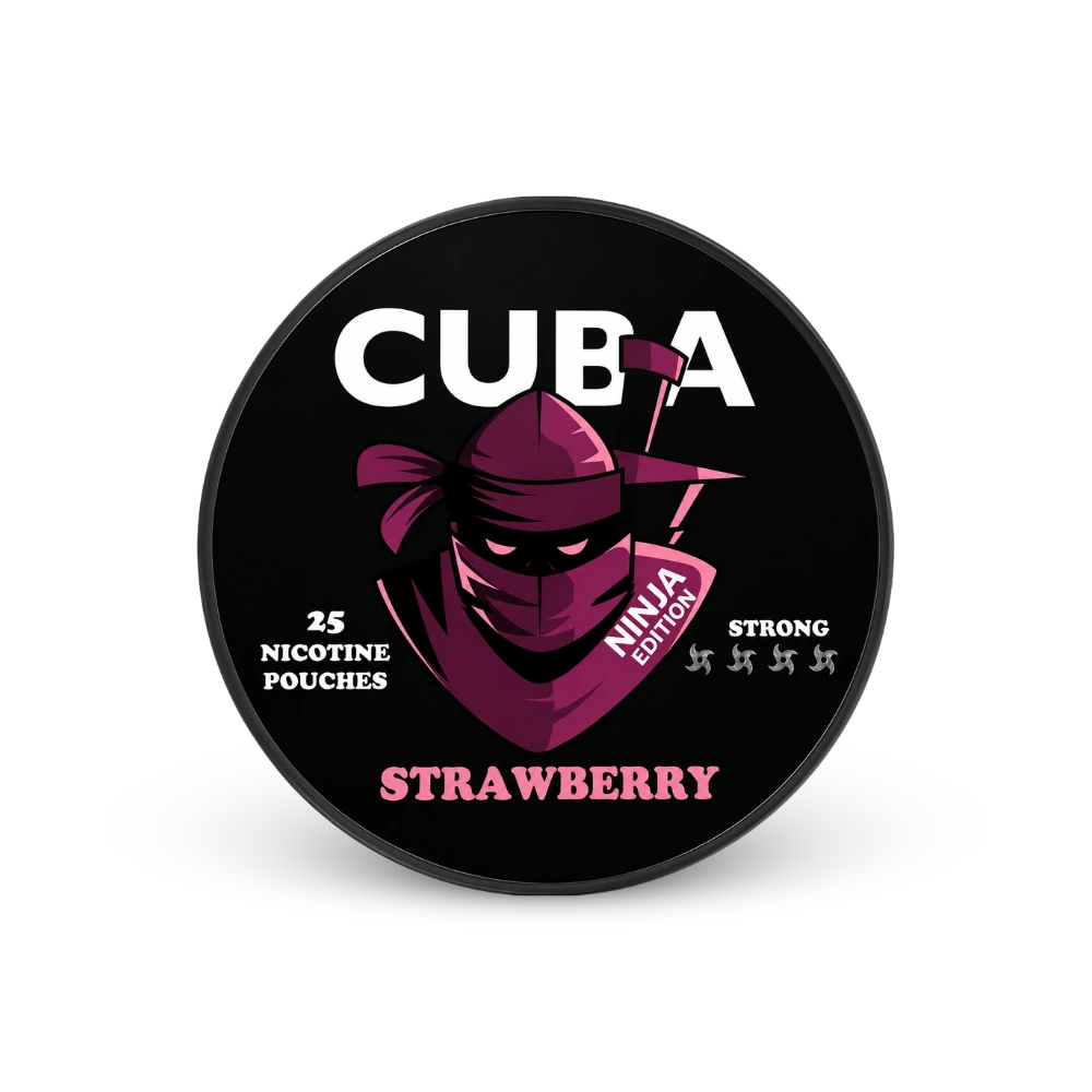 CUBA Ninja Strawberry Strong – nikotīna spilventiņu bundža