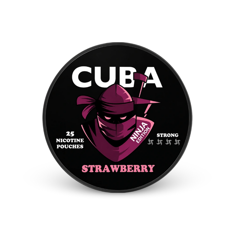 CUBA Ninja Strawberry Strong – nikotīna spilventiņu bundža