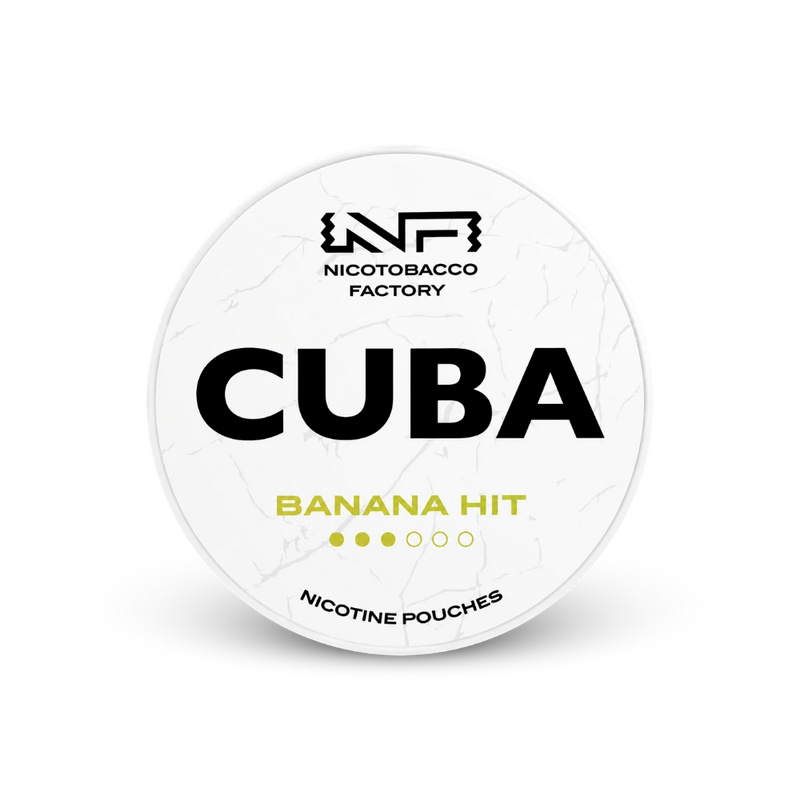 CUBA White Banana Hit – nikotīna maisiņu kārbā