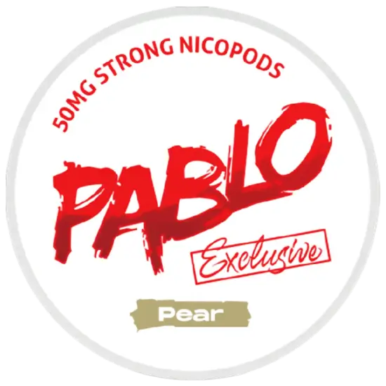 PABLO Exclusive Pear Strong – nikotīna maisiņu kārbā