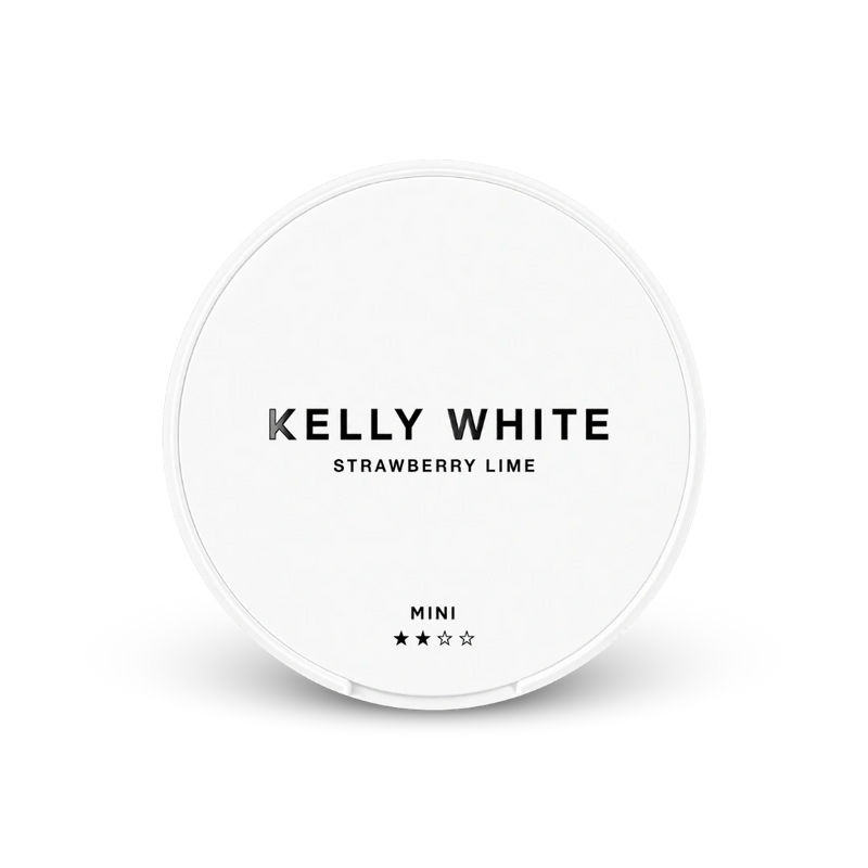 Kelly White Mini Strawberry Lime – nikotīna maisiņu skārda