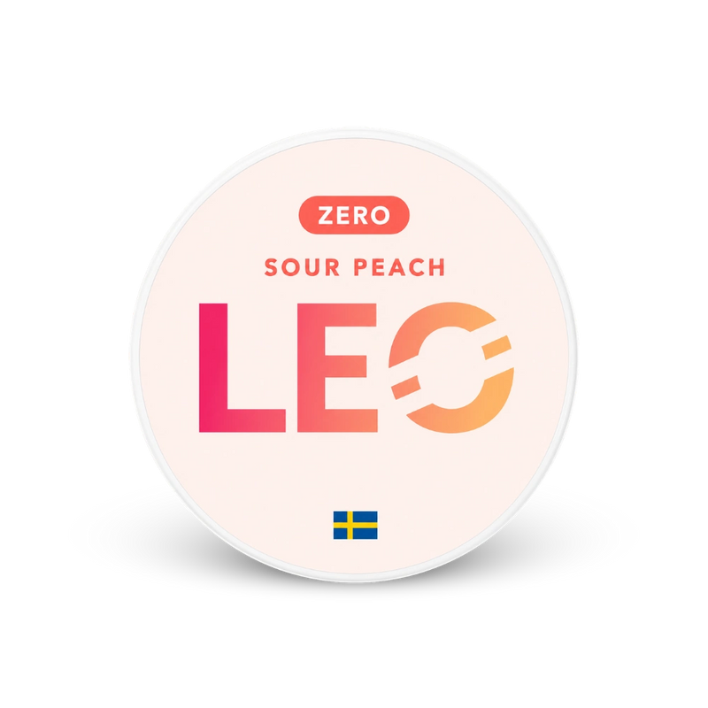LEO Sour Peach Zero – nikotīna maisiņu skārdene