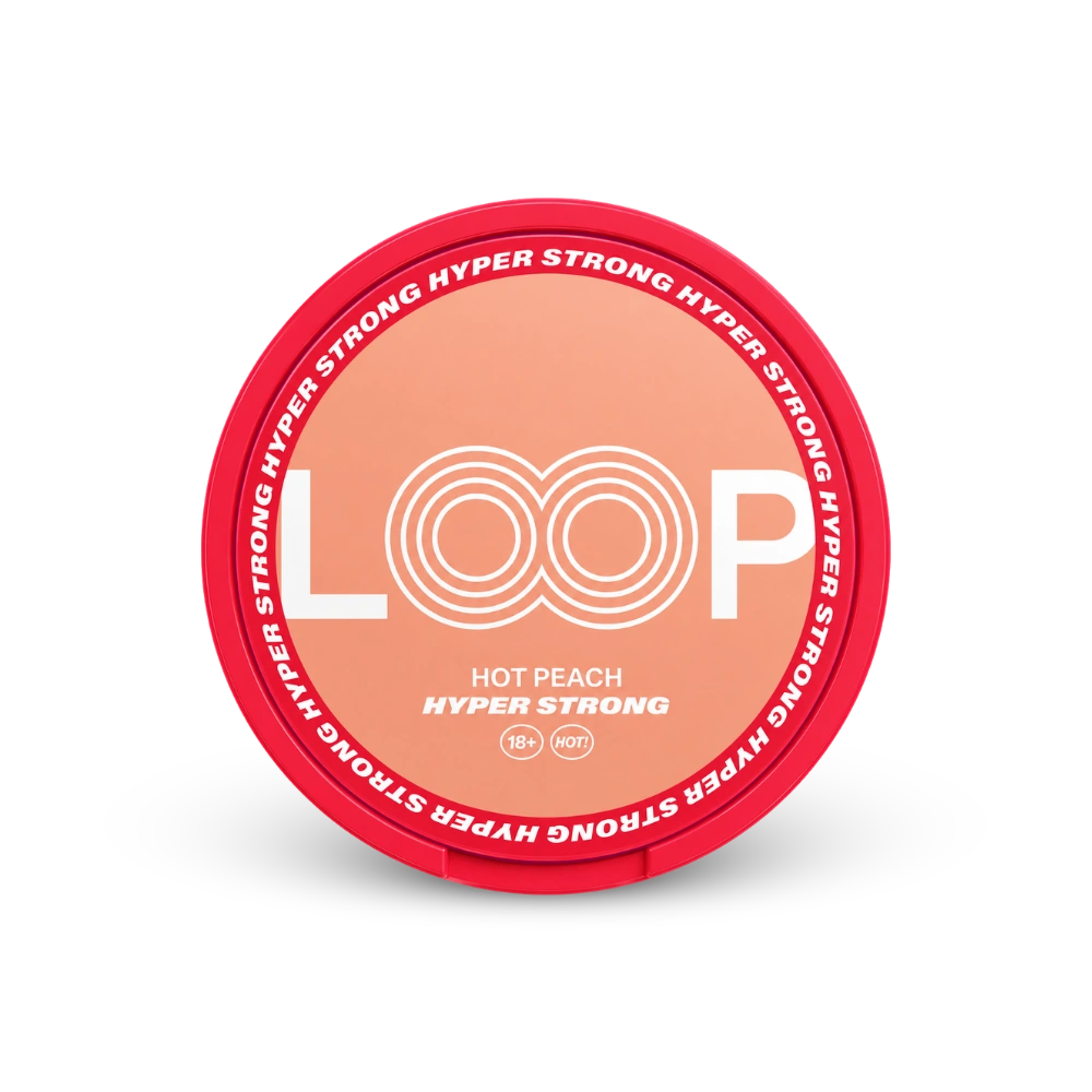 Loop Hot Peach Hyper Strong – nikotīna maisiņu kārbica