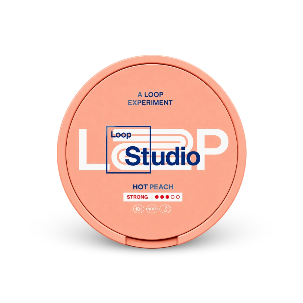 Loop Hot Peach Strong – nikotīna spilventiņu bundža