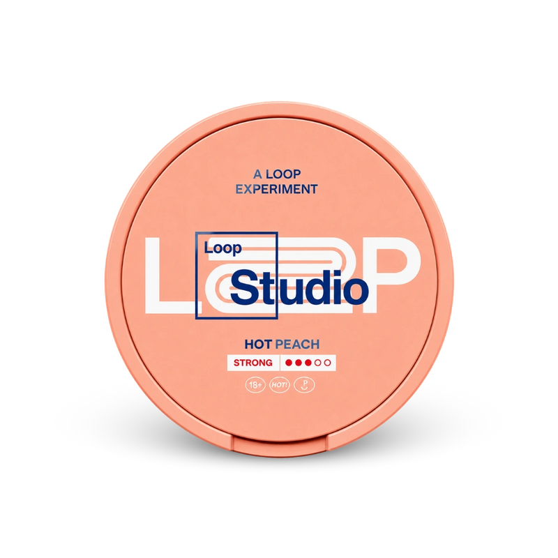 Loop Hot Peach Strong – nikotīna spilventiņu bundža