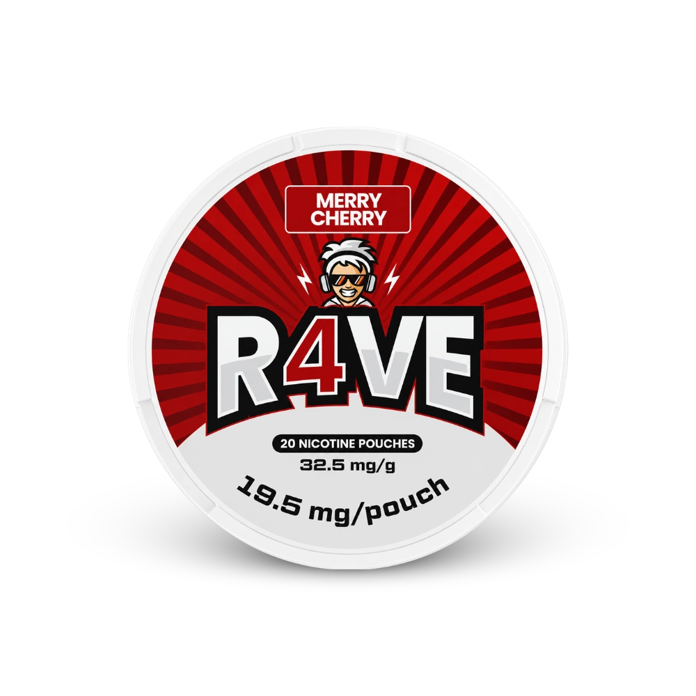 RAVE Merry Cherry 32.5mg – nikotīna maisiņu bundža