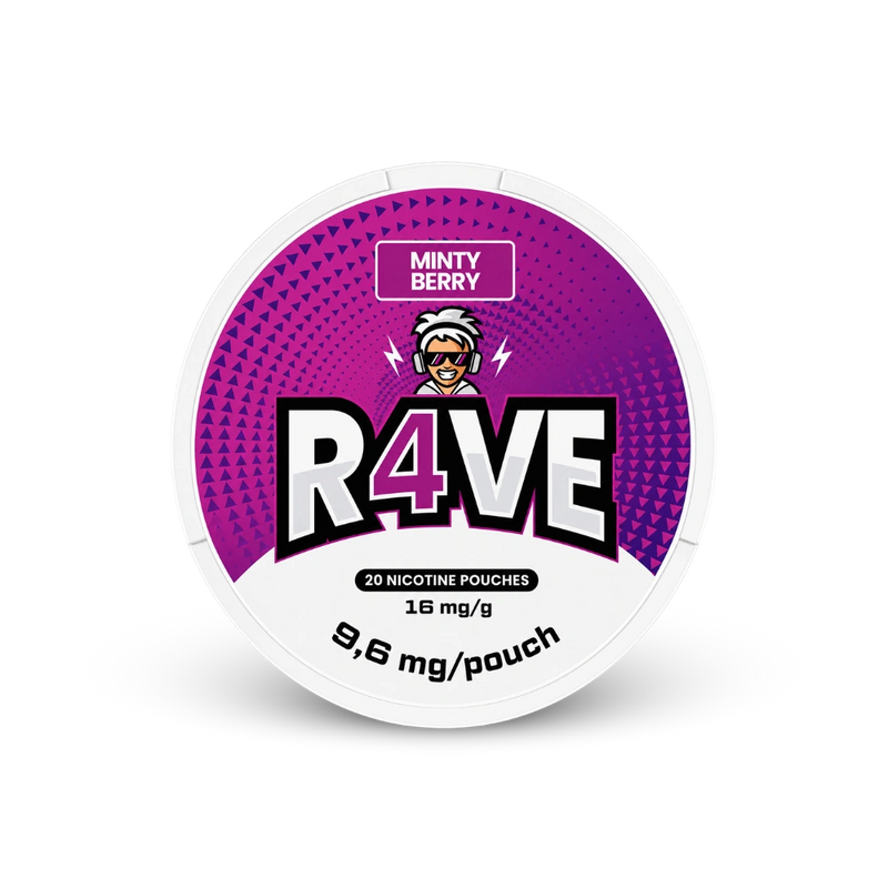 RAVE Minty Berry 16mg – nikotīna maisiņu skatolā