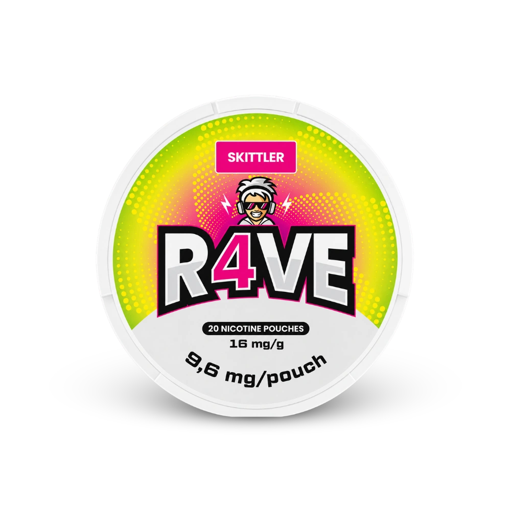 RAVE Skittler 16mg – nikotīna maisiņu skārdene