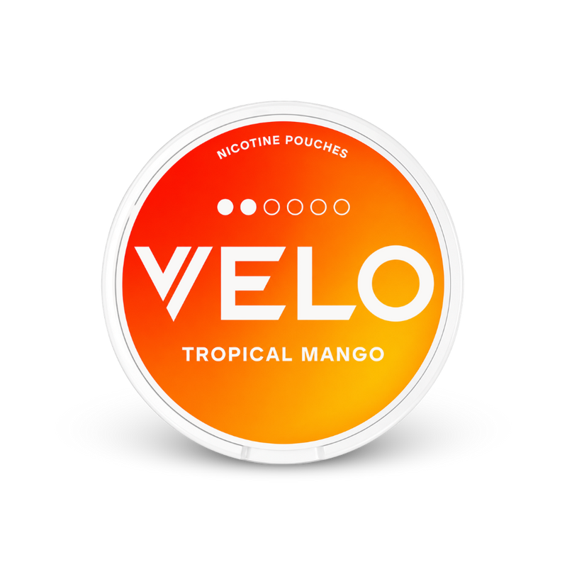 VELO Tropical Mango Slim – nikotīna maisiņu burka